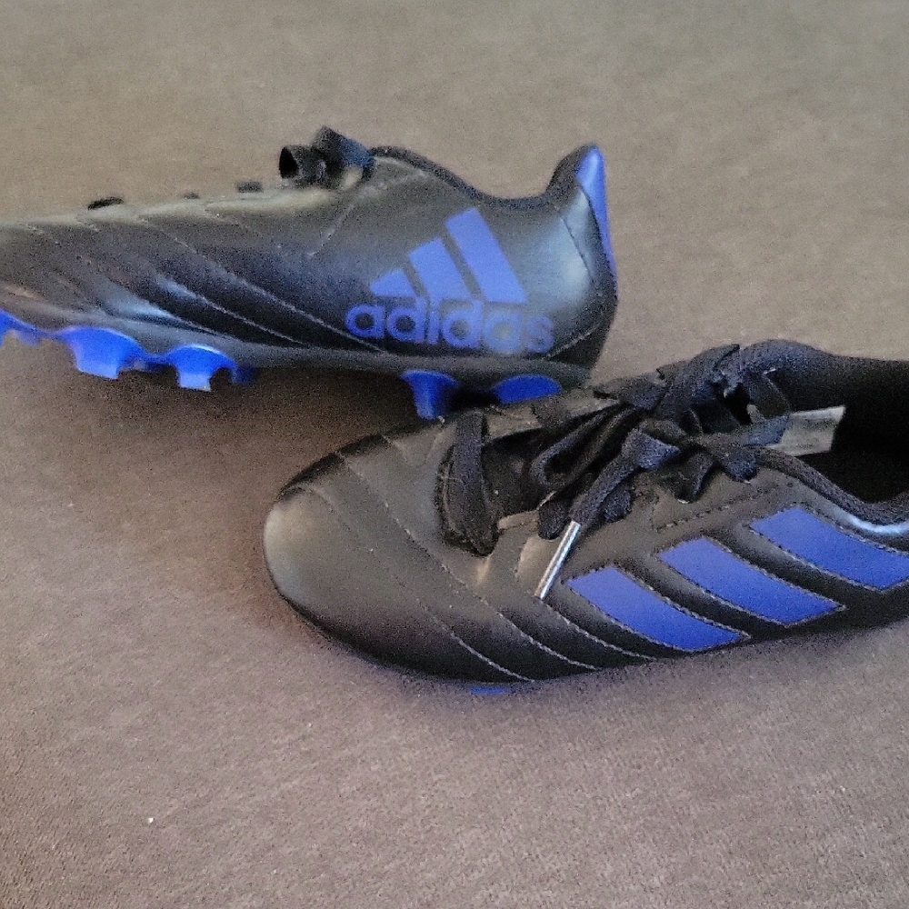 Adidas Kids Black and Blue Cleats